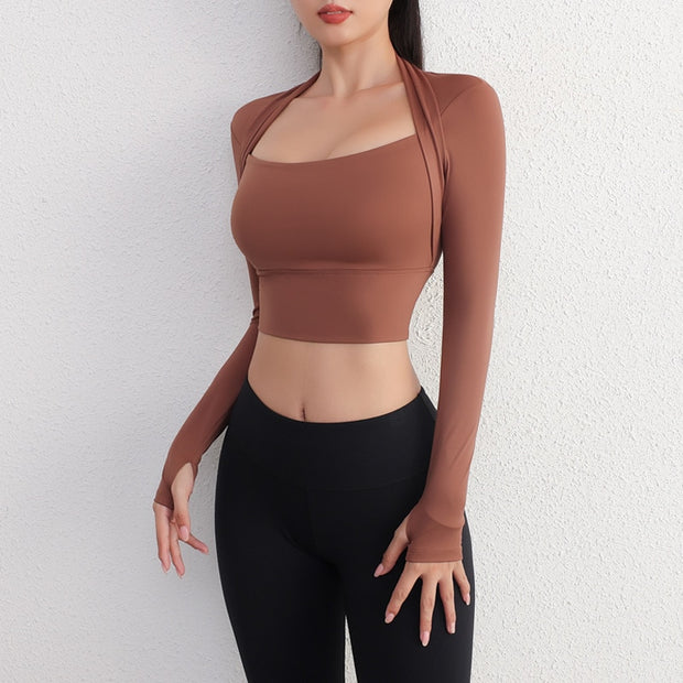 Yoga Shirts Gym Crop Tops Long Sleeve Gym Sports - Fioness