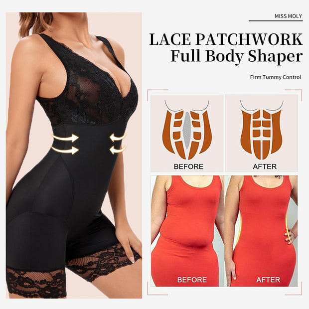 Full Body Shaper Slimming Bodysuits Lace Corset - Fioness